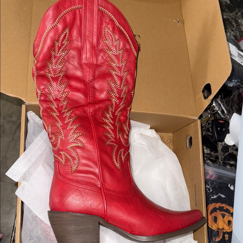 Red Western Ankle Boots